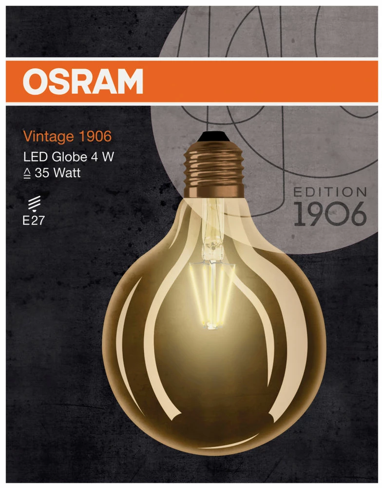 OSRAM Ledvance LED Globe Vintage 1906 Pære 3 OSRAM Ledvance LED Globe Vintage 1906 Pære