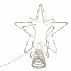 PREMIUM COLLECTION Toppstjerne 3D Hvit Med Glitter