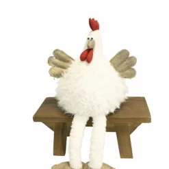 NORDIC DECO Påskehøne Med Hengeben, Hvit