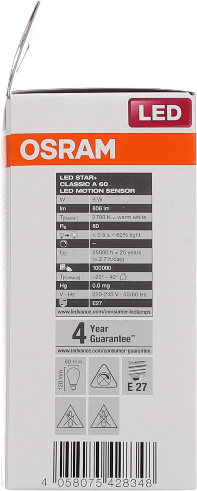OSRAM Ledvance LED STAR MOTION SENSOR CLASSIC A Pære 4 OSRAM Ledvance LED STAR MOTION SENSOR CLASSIC A Pære - Bilde 2