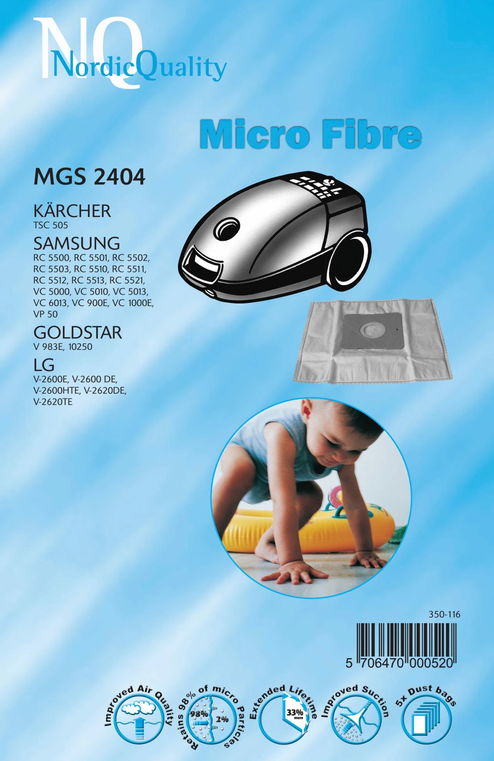 NQ VACUUM NQ MEL 2046 Støvsugerposer 3 NQ VACUUM NQ MEL 2046 Støvsugerposer