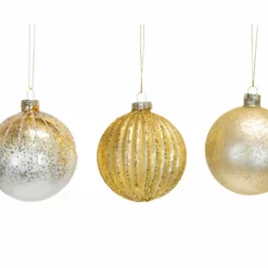 NORDIC DECO Gylden Julekuler 3 Pk