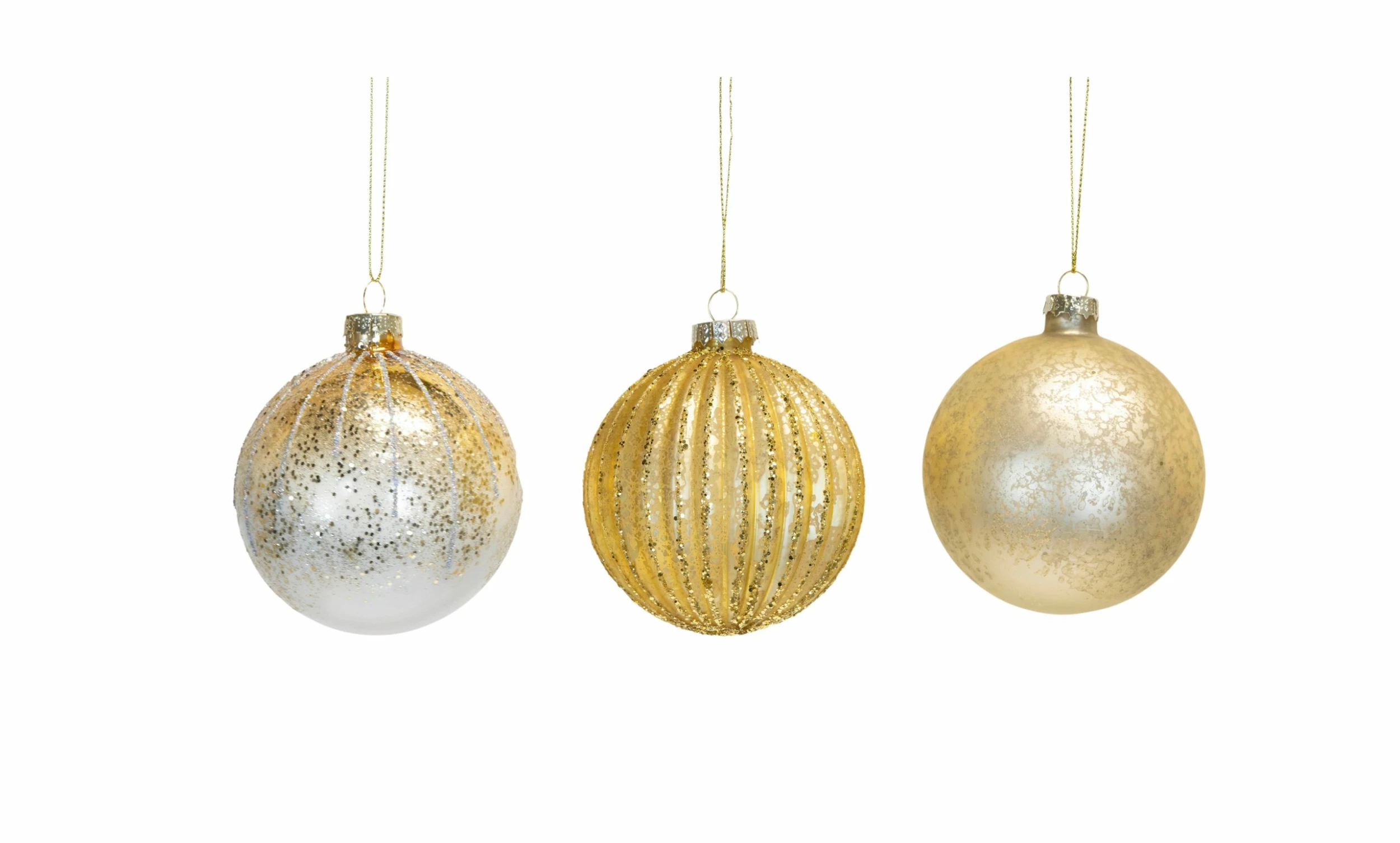 NORDIC DECO Gylden Julekuler 3 Pk 3 NORDIC DECO Gylden Julekuler 3 Pk