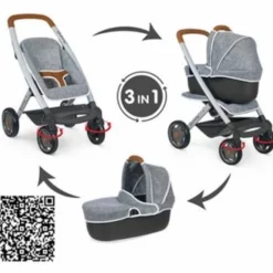 Smoby Quinny 3-i-1 Dukkevogn -Kjøkkenutstyr Outlet 639367 3032162531044 5